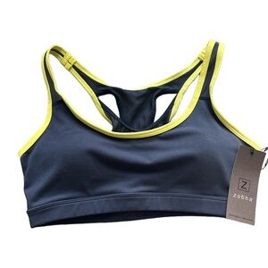 NWT!! Zobha Mesh Back Bra Navy Yellow Size Small